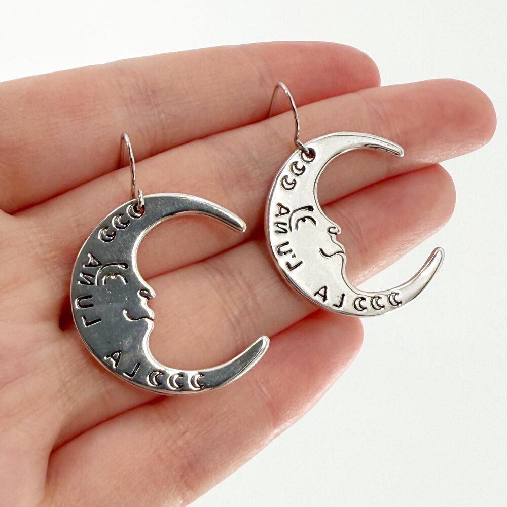 Silver La Luna Celestial Dangle Earrings